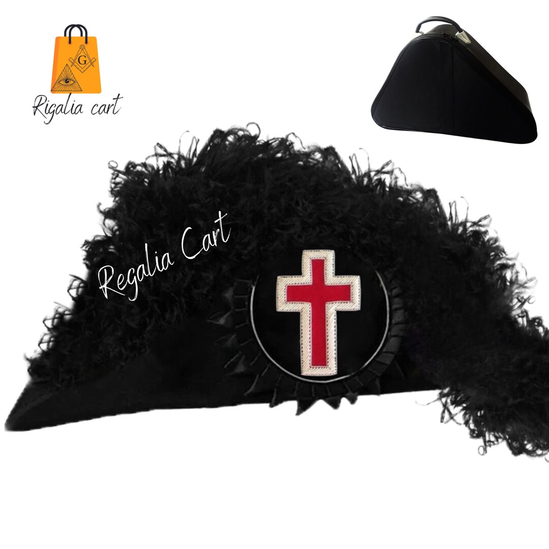GRAND ENCAMPMENT OFFICER KNIGHTS TEMPLAR COMMANDERY CHAPEAU - ALL WHITE PLUMES e