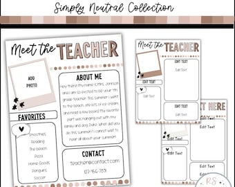 Neutral Meet the Teacher Template: Editable Classroom Letter (Digital Download)