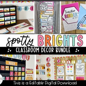 Spotty Brights Decor, Bright Classroom Decor, Classroom Decor Bundle, Colorful Classroom Decor, Bright Classroom Theme, Spotty Decor Theme