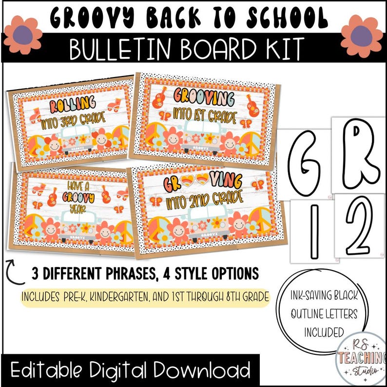 Retro Groovy Bulletin Board Kit: Back to School Classroom Decor ...