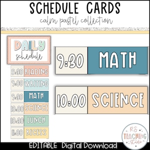 Pastel Classroom Schedule | Editable Classroom Schedule | Colorful Classroom Decor | Classroom Schedule Cards | Classroom Management