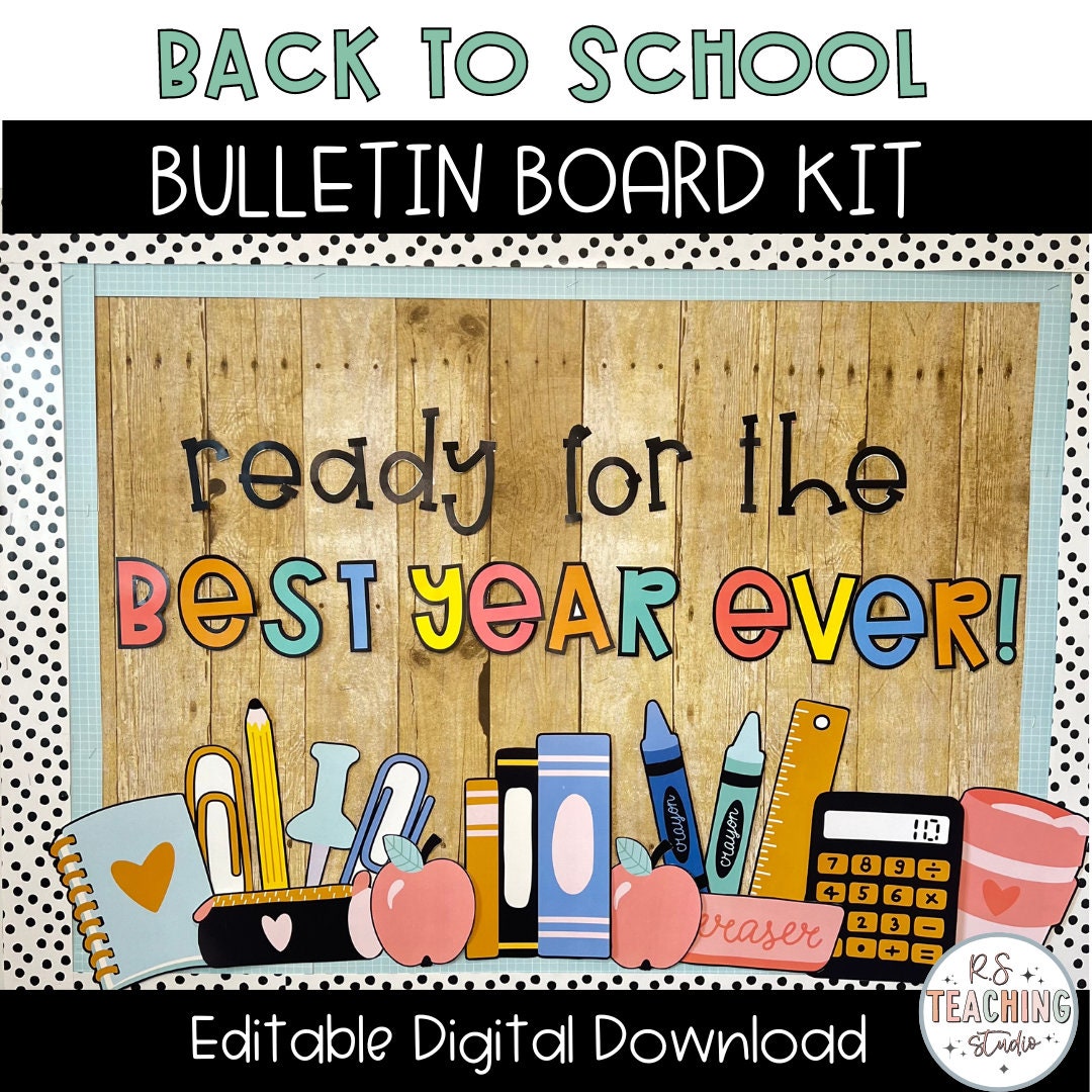 Back To School Bulletin Board Kit or Classroom Door Decor, Classroom Decor, Pastel Trendy, School Supplies Bulletin Board Kit