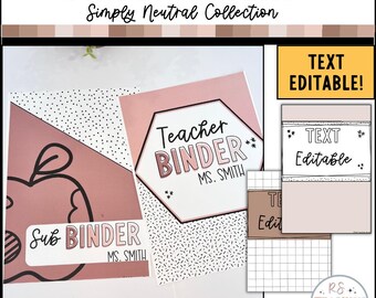 Neutral Teacher Binder Covers: Editable Classroom Decor (Digital Download)