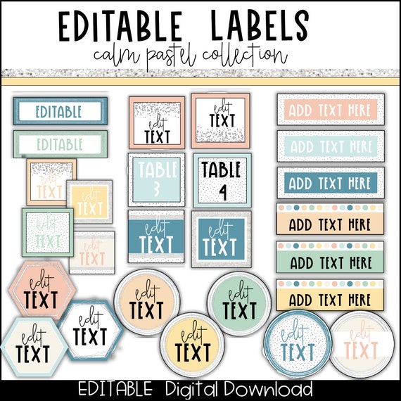 Editable Pastel Classroom Labels: Decor & Organization (Digital Download)