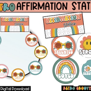 Retro Affirmation Station, Retro, Positive Affirmations for Classroom Mirror