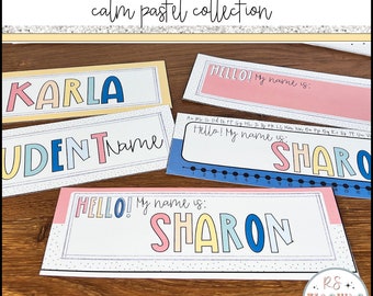 Pastel Student Desk Name Plates: Editable Classroom Decor (Digital Download)