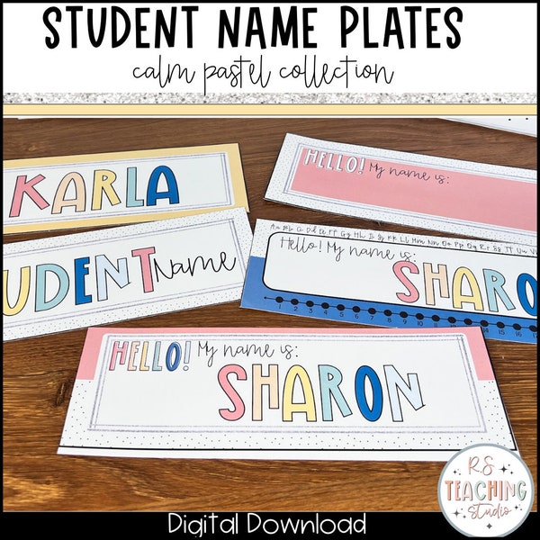 Pastel Student Desk Plates | Student Name Tags | Desk Name Plates for Students | Editable Classroom Name Tags | Elementary Classroom