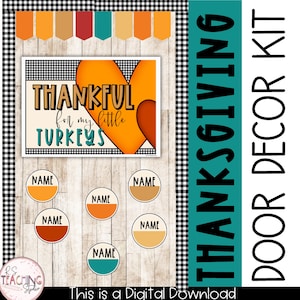 Thanksgiving Plaid Classroom Door Decor Kit, Easy Holiday Classroom Decorations