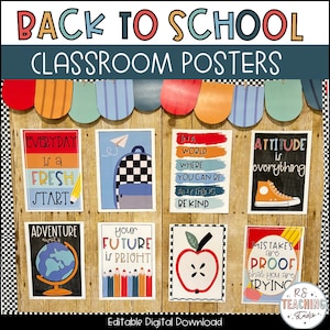 School Supplies Classroom Posters, Easy and Modern Classroom Decorations, Text Editable Posters