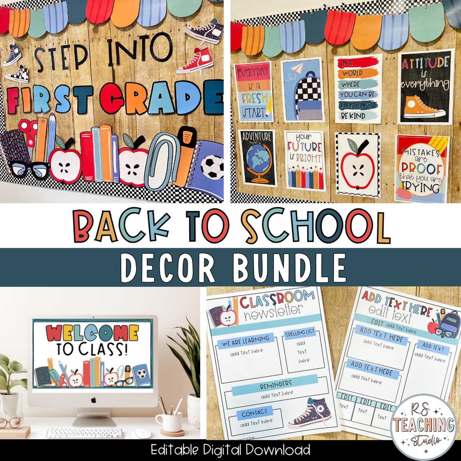 Back to School Classroom Decor Bundle: Bulletin Board Kit (digital ...