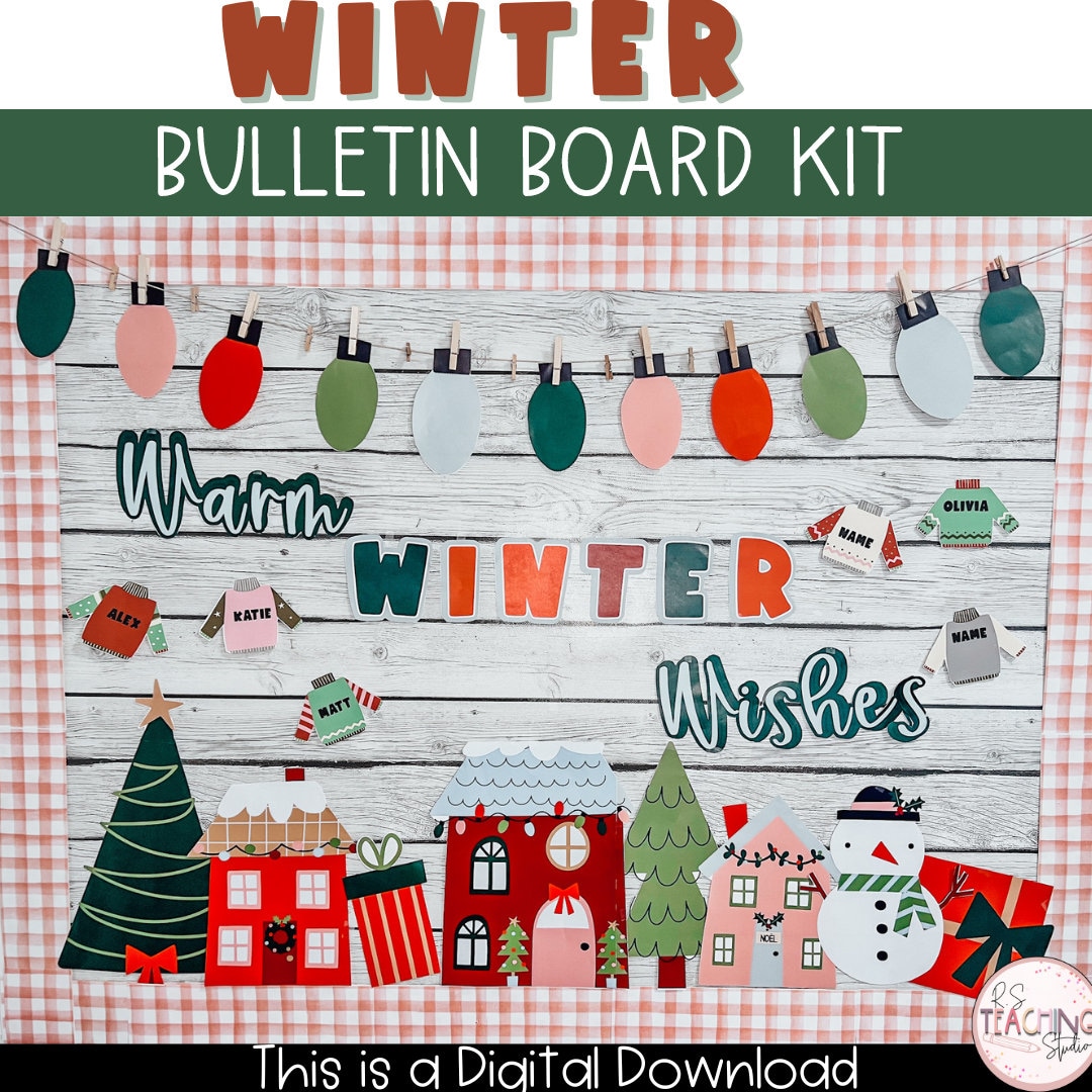 Modern Winter Bulletin Board Kit, Holiday Season Theme, Easy Seasonal