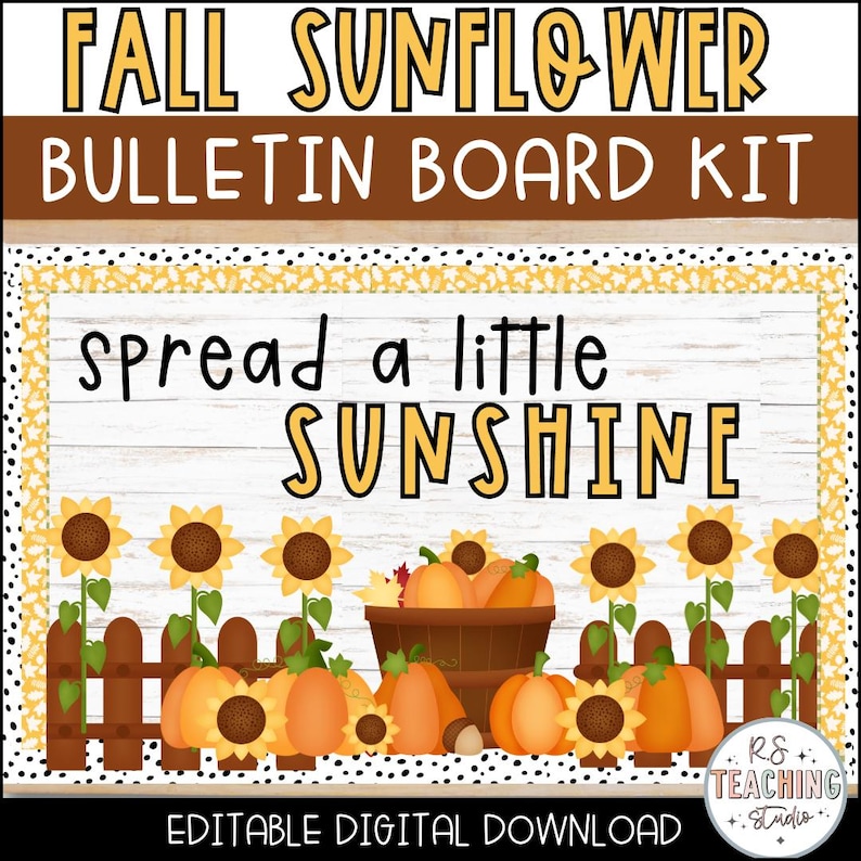 Fall Sunflowers Bulletin Board Kit: Autumn Classroom Decor (digital ...