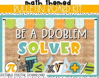 Math Classroom Bulletin Board Decor Kit: Problem Solver Theme (Digital Download)