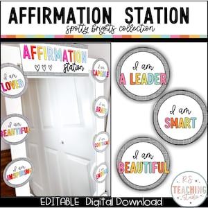 Estación de afirmación para el aula / Decoración del aula Spotty Brights / Afirmación positiva / Espejo de afirmación / Afirmaciones de clase