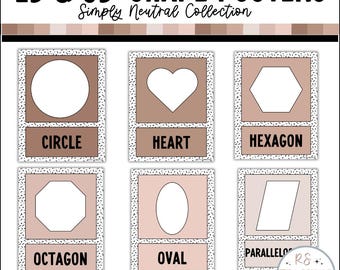 Shapes Posters: 2D and 3D Simple Neutrals Classroom Decor (Digital Download)