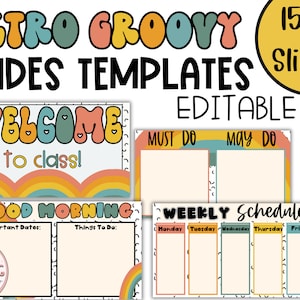 Retro Groovy Powerpoint and Google Slides™ Templates for Teachers, Back to School Slides, Slides Templates