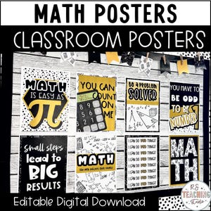Math Themed Classroom Poster, Easy and Modern Classroom Decorations, Text Editable Posters