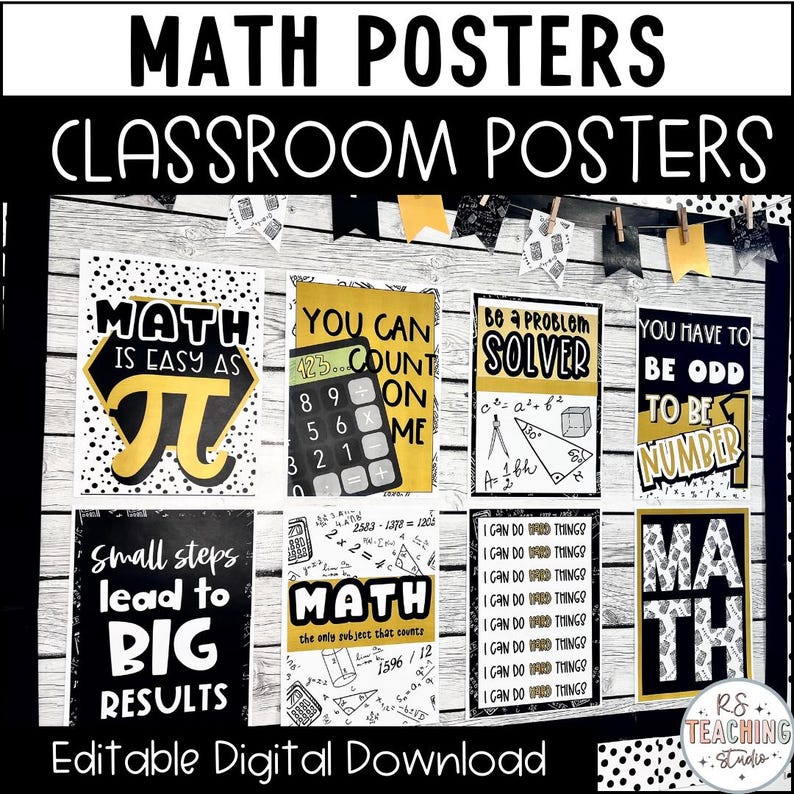 Math Themed Classroom Poster, Easy and Modern Classroom Decorations ...