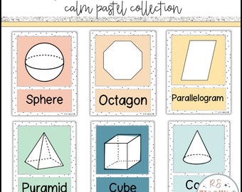 2D and 3D Shapes Posters for the Classroom | Pastel Classroom Decor | Kindergarten Posters | Shapes Posters for the Classroom