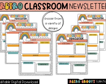 Retro Classroom Newsletter: Editable Groovy Design (Digital Download)