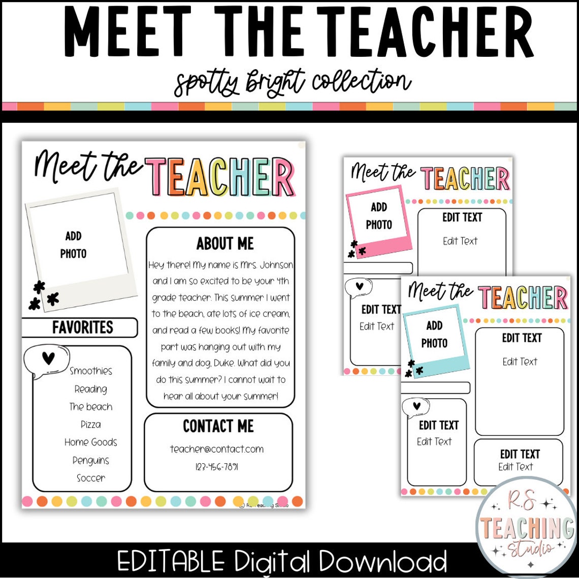Editable Meet the Teacher Template: Bright Spotty Classroom Decor ...