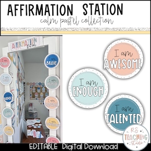 Affirmationsstation für die Klasse | Pastell Klassenzimmer Dekor | Positive Affirmation | Affirmation Spiegel | Klasse Affirmationen