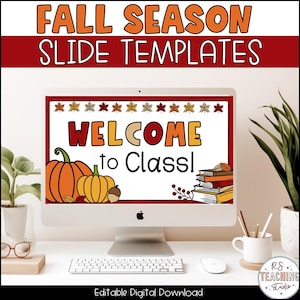 秋学期の授業用スライド: Google スライドと PowerPoint テンプレート (デジタル ダウンロード)