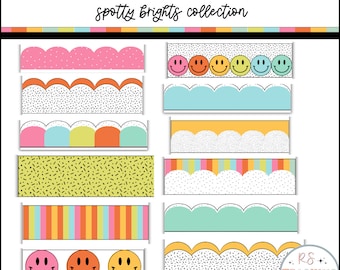Bright Classroom Bulletin Board Borders: Spotty Decor (Digital Download)