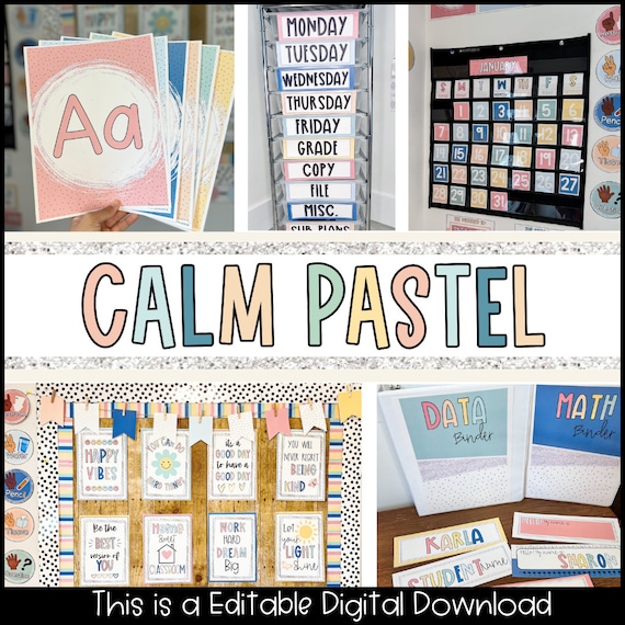 Calm Pastel Classroom Decor Bundle: Teacher Resources (Digital Download)