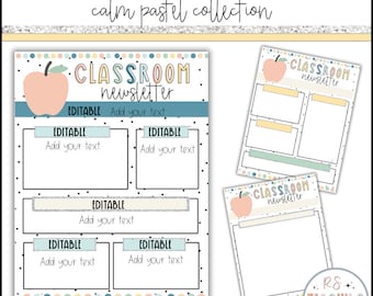 Calm Pastel Newsletter Template Editable, Modern Monthly Newsletter