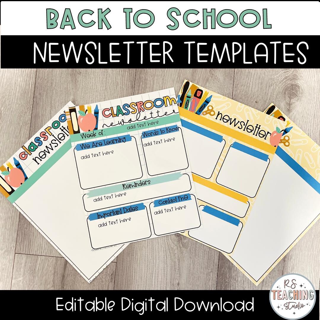 新学期ニュースレターテンプレート：編集可能な教室ニュースレター（デジタルダウンロード） - Etsy 日本, image size:1080x1080