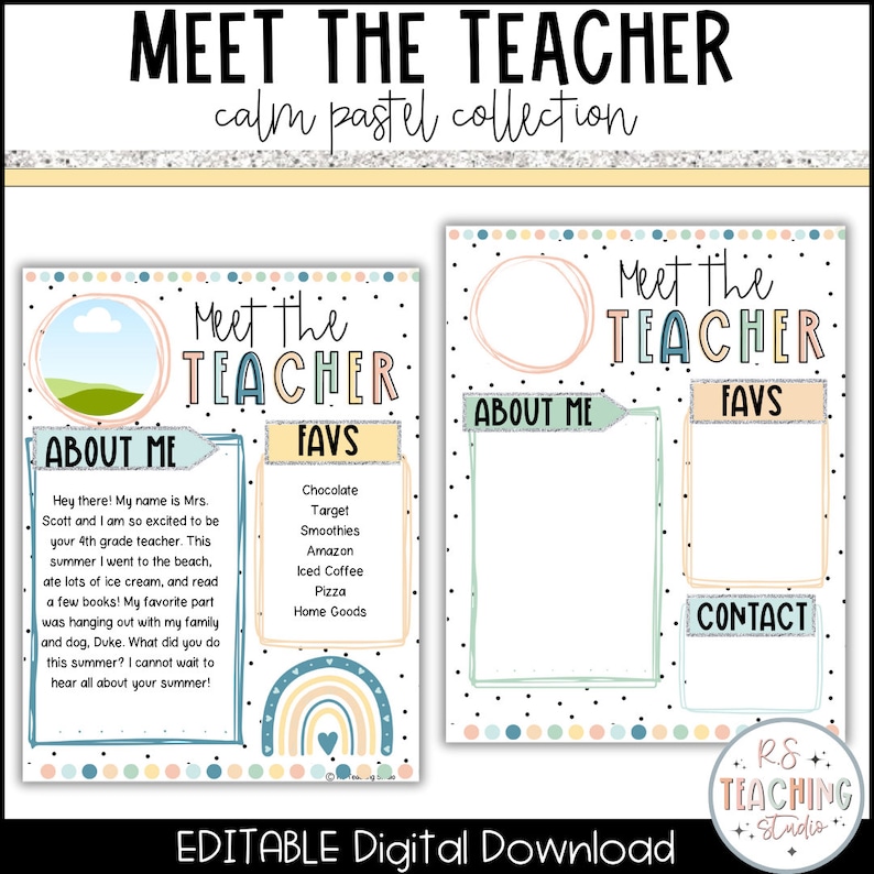 Editable Meet the Teacher Template | Pastel Classroom Decor | Meet the ...