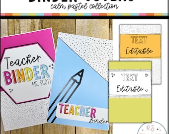 Bright Teacher Binder Covers: Editable Classroom Decor (Digital Download)