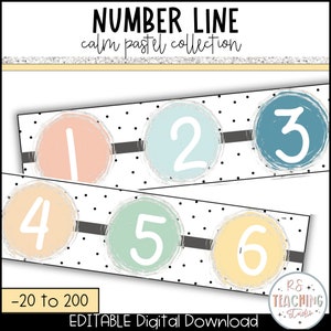 Pastel Classroom Number Line | Colorful Classroom Decor | Number Line for Classroom | Number Line -20 to 200 | Elementary Classroom