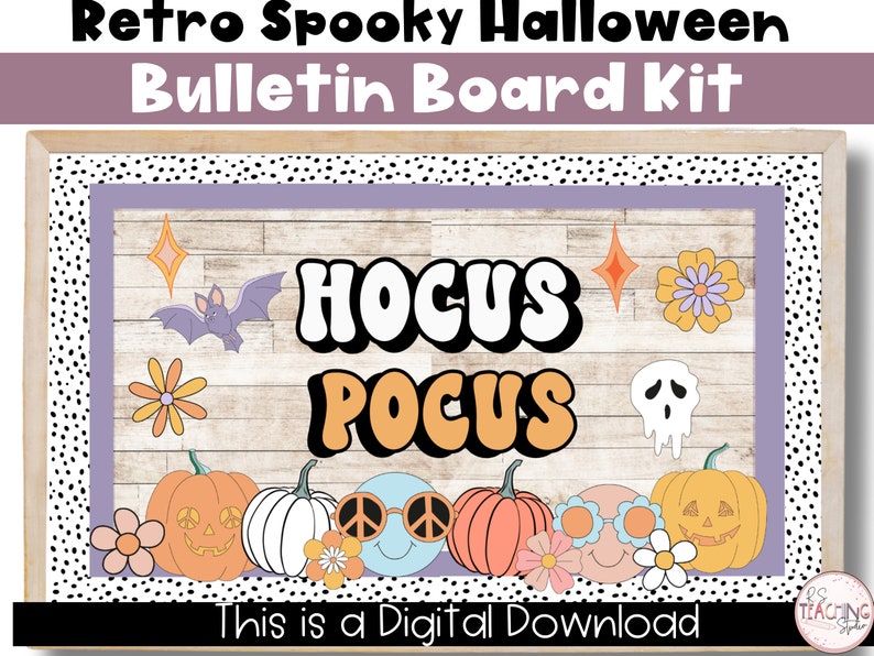 Retro Halloween Classroom Decor Seasonal Bulletin Board Kit Etsy