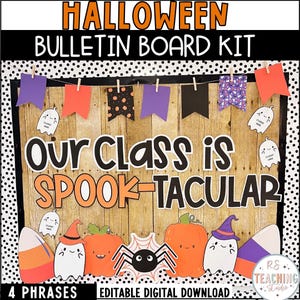 Halloween Bulletin Board Kit or Door Decor Kit, Trendy Halloween Bulletin Board for Spooky Season, Halloween Classroom Decor