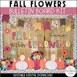 Fall Bulletin Board Kit, Classroom Decor, Pastel Trendy Pumpkins Leaves, Fall and Autumn Sunflower Bulletin Board