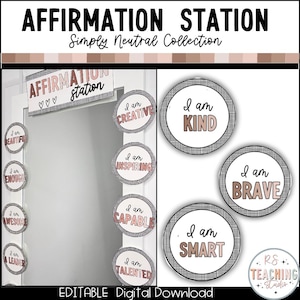 Neutral Klassenzimmer Affirmation Station Dekor (Digitaler Download)