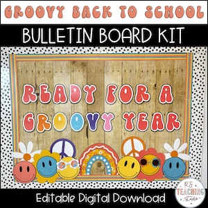 Retro Back to School and End of Year Bulletin Board Kit, Retro Vibes Theme, Easy and Modern Classroom Decorations