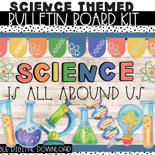Science Themed Bulletin Board or Classroom Door Decor, Easy and Modern Classroom Subject Decoration