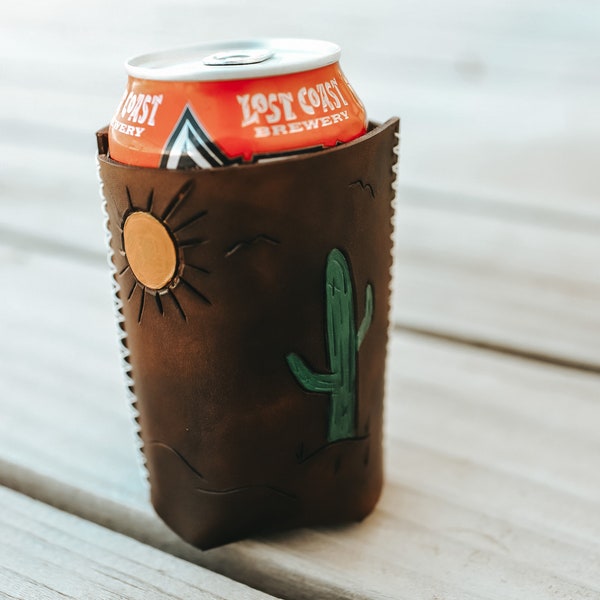 Leather Beer Koozie Etsy