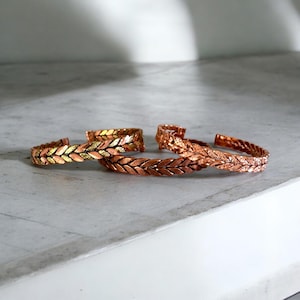 Pure Copper Bracelet and Ring Sets Arthritis Pain Therapy Energy Knit Cuff Mens Copper Bracelet Gift for Him Gift for Her