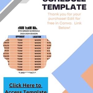 Editable Sports Schedule Template, Printable, Practice Schedule ...
