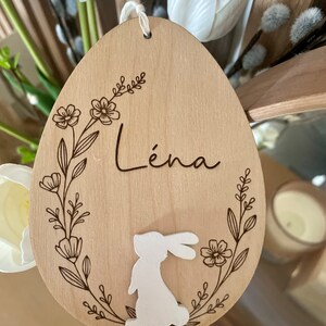 Personalized Easter medallion/label/decoration rabbit and flowers image 2