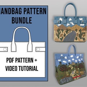 Designer Handtasche Schnittmuster Bundle für Anfänger-Experten PDF-Download mit Video Anleitung, zwei Größen