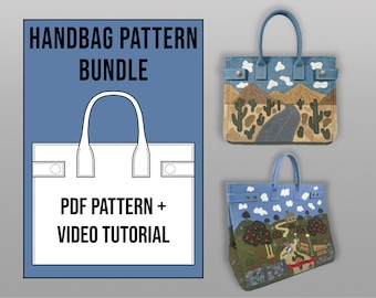 Designer Handbag Sewing Pattern Bundle for Beginners-Experts PDF Download with Video Tutorial, Two Sizes