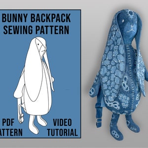 Patron de couture lapin pour sac à dos en peluche pour débutants à experts Téléchargement PDF avec tutoriel vidéo