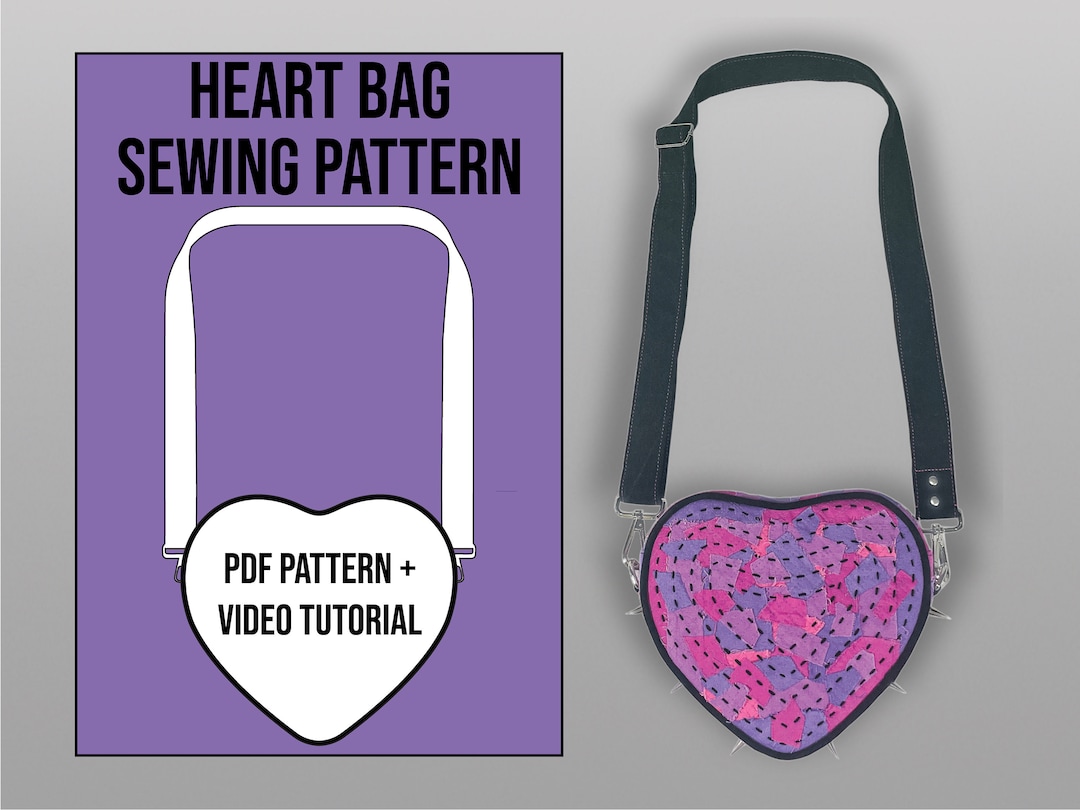 Heart Shaped Shoulder Bag Sewing Pattern for Beginners to Experts PDF ...