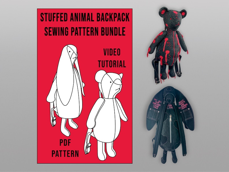 Teddy Bear and Bunny Backpack Sewing Pattern Bundle, PDF Download With ...