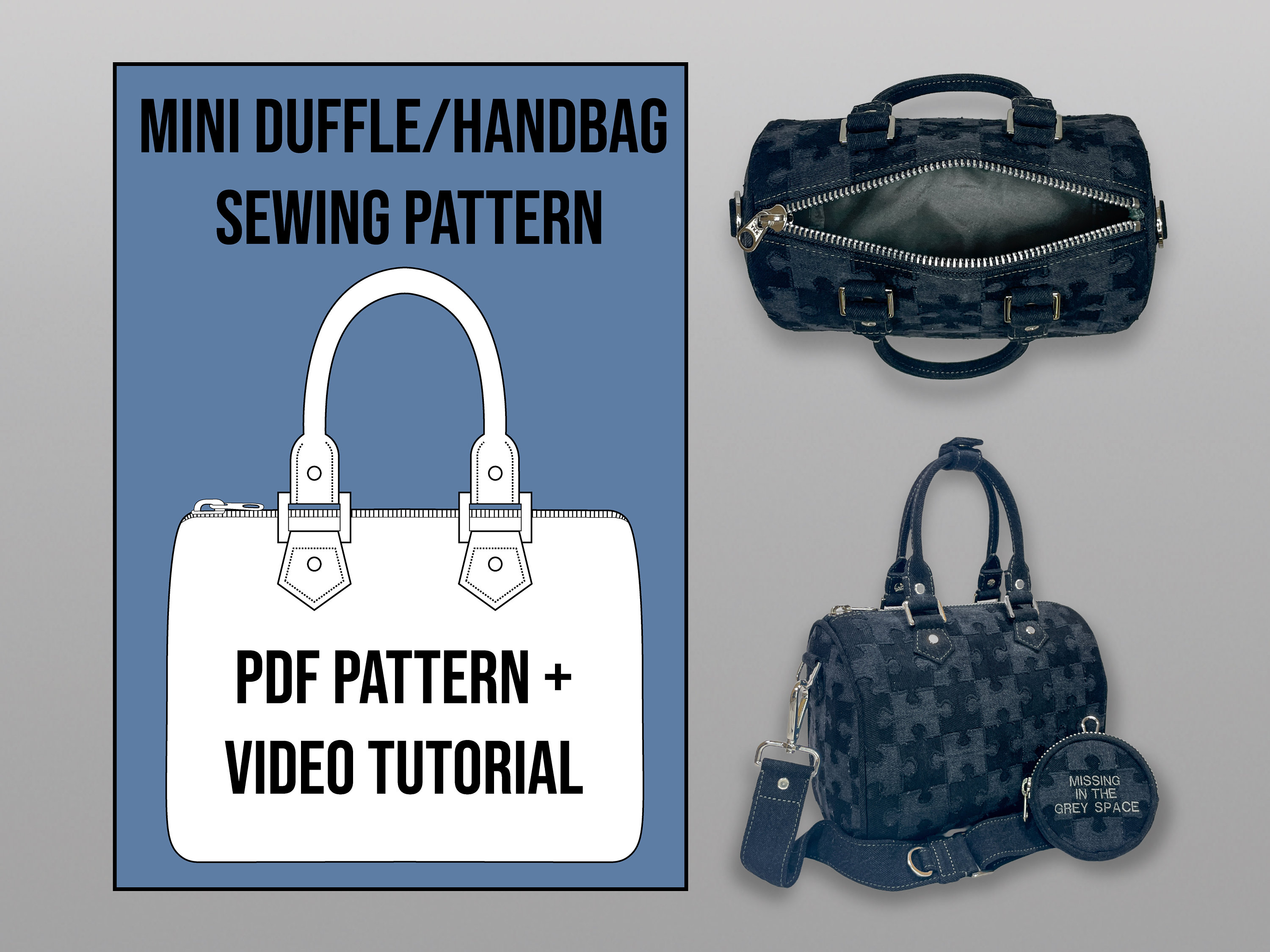 Small Handbag Tutorial Mini Duffle/handbag Sewing Pattern for Beginners-experts With PDF ...